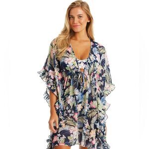 Jessica Simpson Women's Stranded in Paradise  Ruffled Cover-up Dress Swimsuit